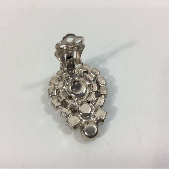 Vintage Garne Clear Rhinestone Clip On Earrings Mid-Century New York - Picture 2 of 4